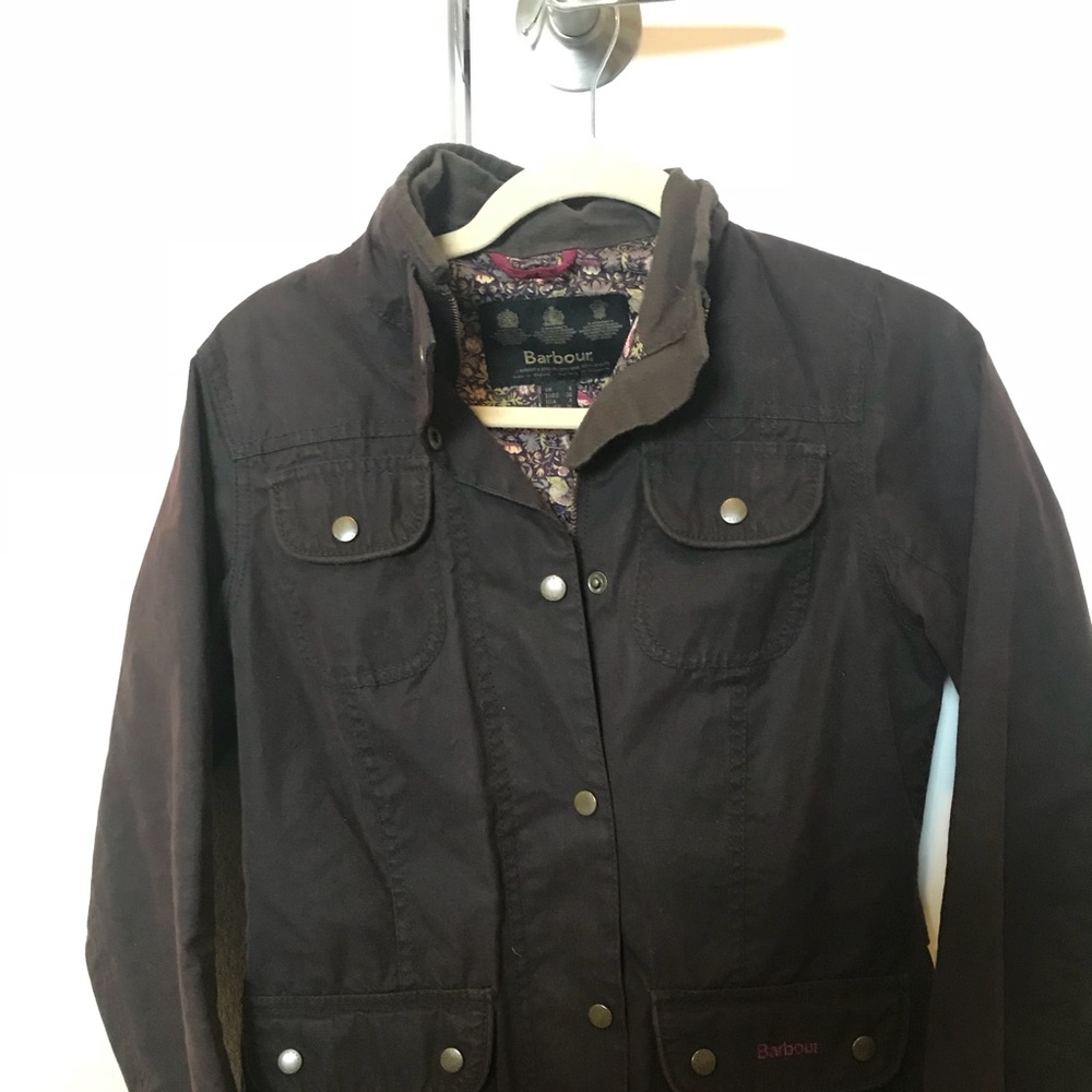 Ladies Barbour wax jacket with Libertys print